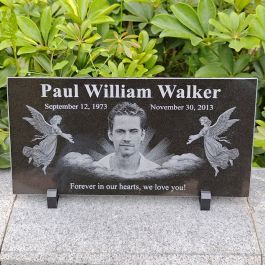 Flat Portrait Black Granite Headstone, Angel Grave Markers for Cemetery ...